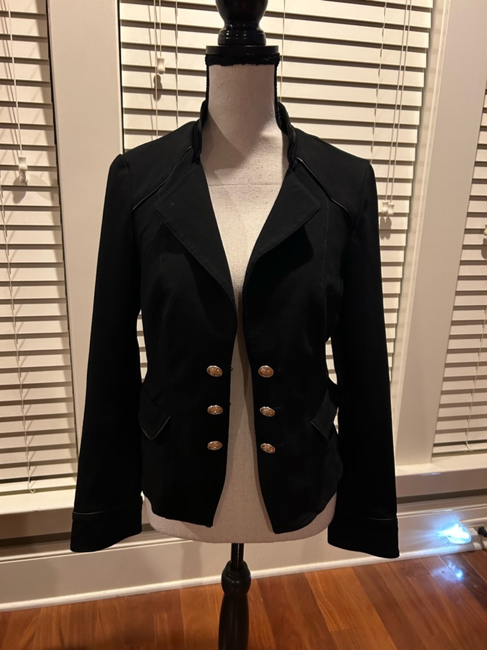 White House Black Market Black Tailored Military-Style Blazer